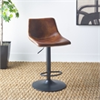 Safavieh Aelin Wood and Iron Adjustable Bar Stool in Brown / Black