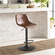 Safavieh Aelin Wood and Iron Adjustable Bar Stool in Brown / Black