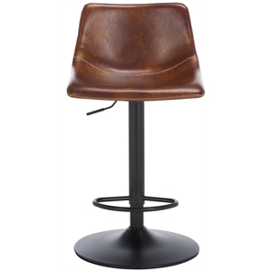 Safavieh Aelin Wood and Iron Adjustable Bar Stool in Brown / Black