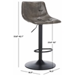 Safavieh Aelin Wood and Iron Adjustable Bar Stool in Gray / Black