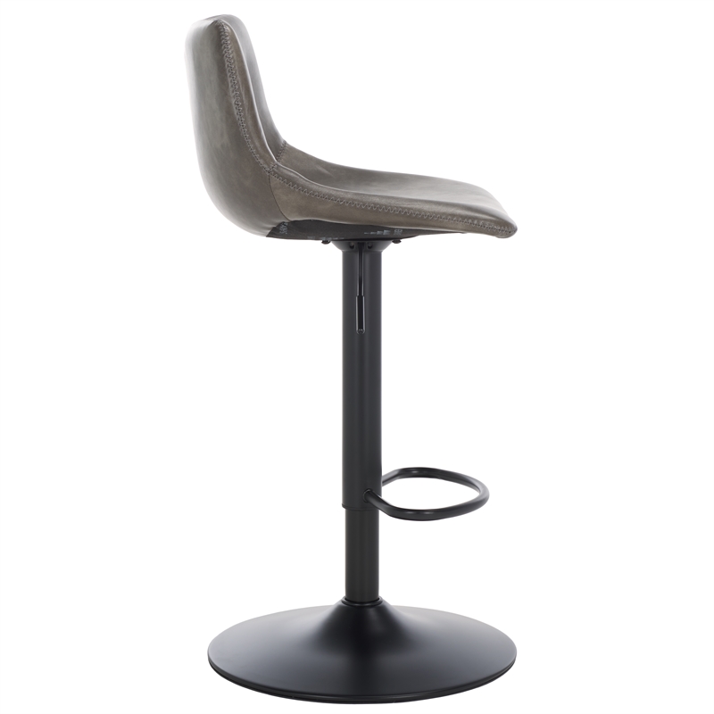 Safavieh Aelin Wood and Iron Adjustable Bar Stool in Gray / Black