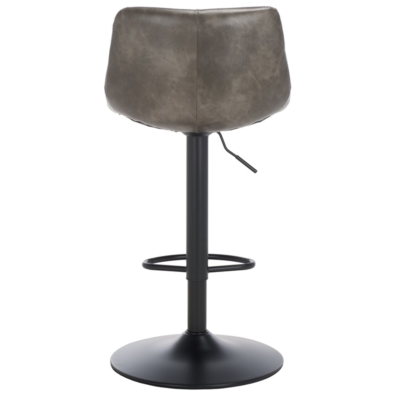 Safavieh Aelin Wood and Iron Adjustable Bar Stool in Gray / Black