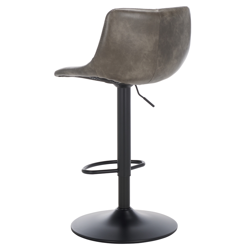 Safavieh Aelin Wood and Iron Adjustable Bar Stool in Gray / Black