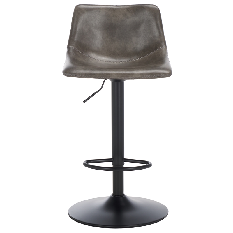 Safavieh Aelin Wood and Iron Adjustable Bar Stool in Gray / Black