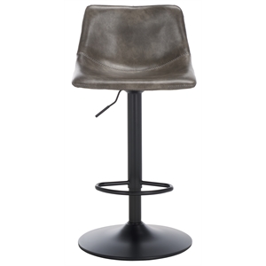 Safavieh Aelin Wood and Iron Adjustable Bar Stool in Gray / Black