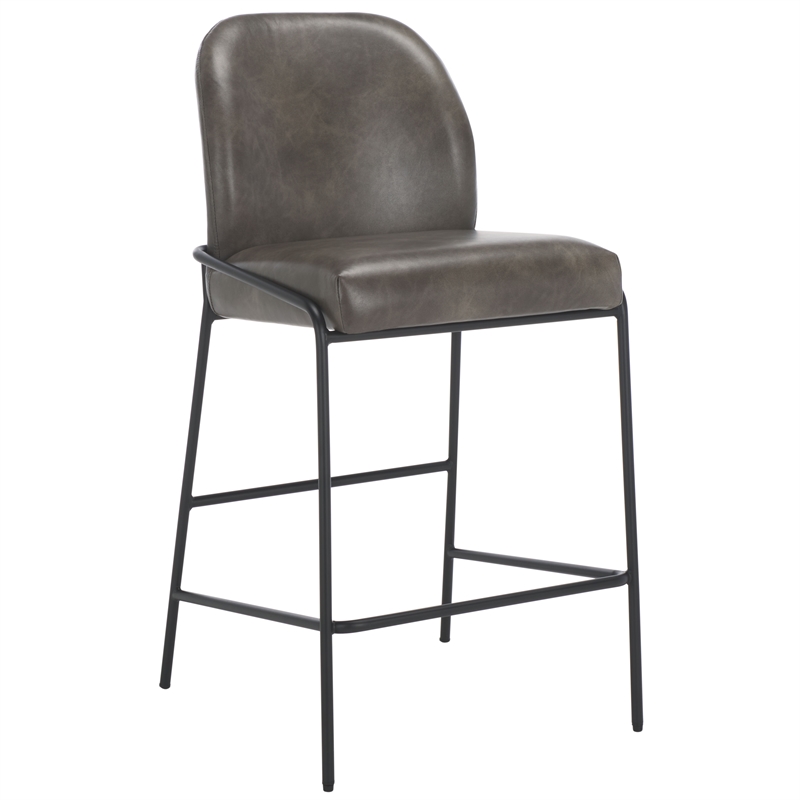 Safavieh Ivey Wood and Iron Counter Stool in Gray / Black