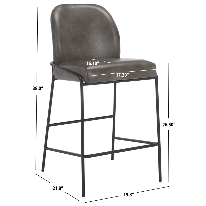 Safavieh Ivey Wood and Iron Counter Stool in Gray / Black