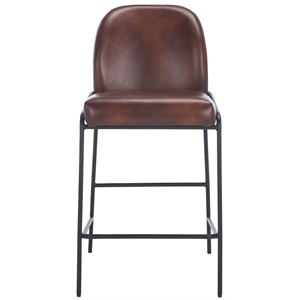 Safavieh Ivey Wood and Iron Counter Stool in Brown / Black