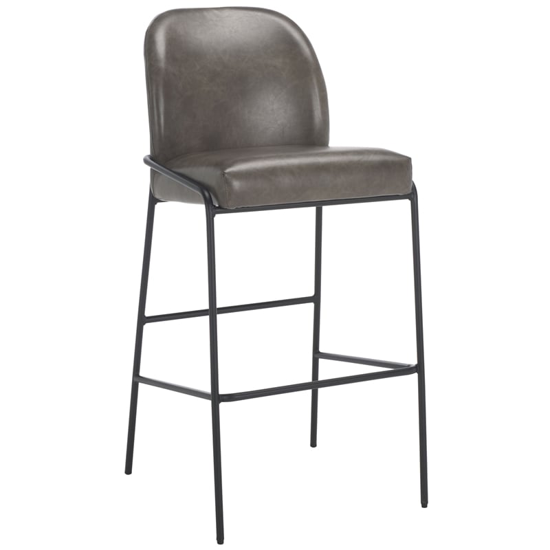 Safavieh Ivey Wood and Iron Bar Stool in Gray / Black