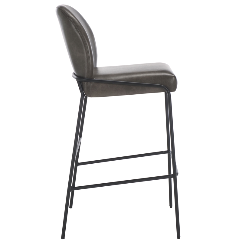 Safavieh Ivey Wood and Iron Bar Stool in Gray / Black