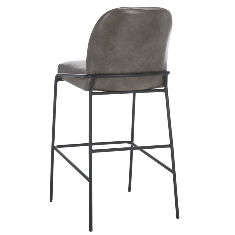 Safavieh Ivey Wood and Iron Bar Stool in Gray / Black