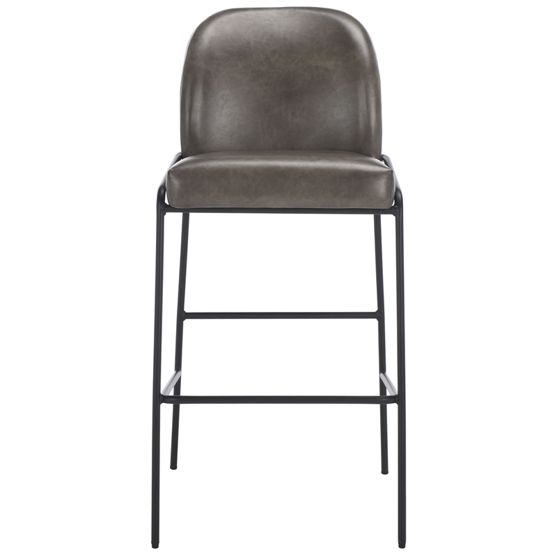 Safavieh Ivey Wood and Iron Bar Stool in Gray / Black