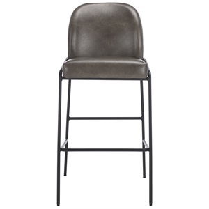 Safavieh Ivey Wood and Iron Bar Stool in Gray / Black