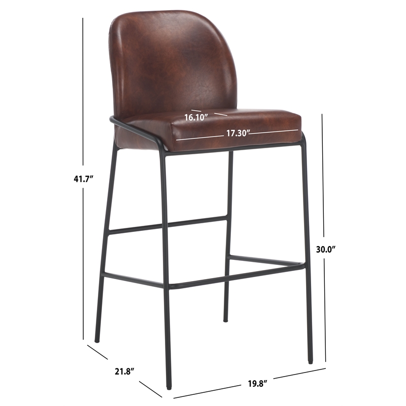 Safavieh Ivey Wood and Iron Bar Stool in Brown / Black