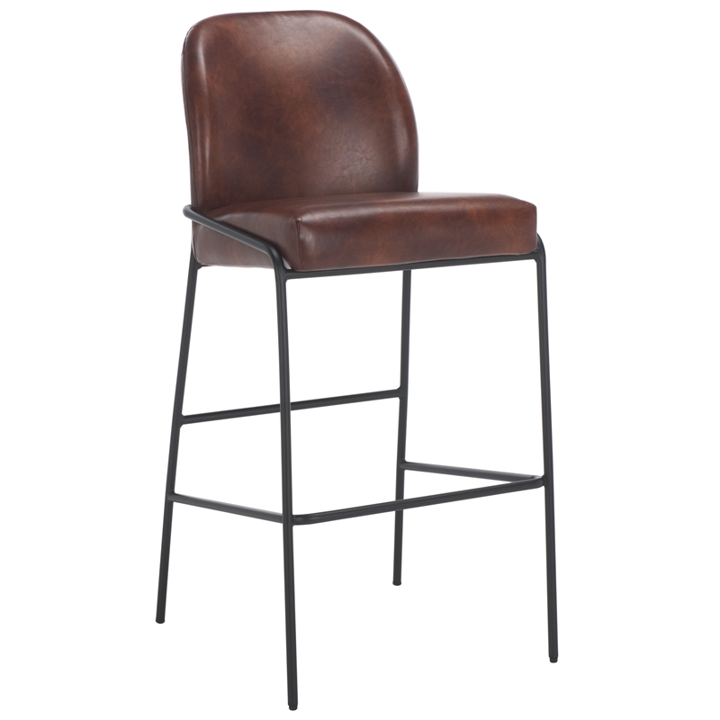Safavieh Ivey Wood and Iron Bar Stool in Brown / Black