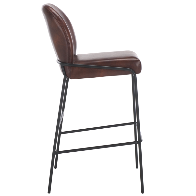Safavieh Ivey Wood and Iron Bar Stool in Brown / Black