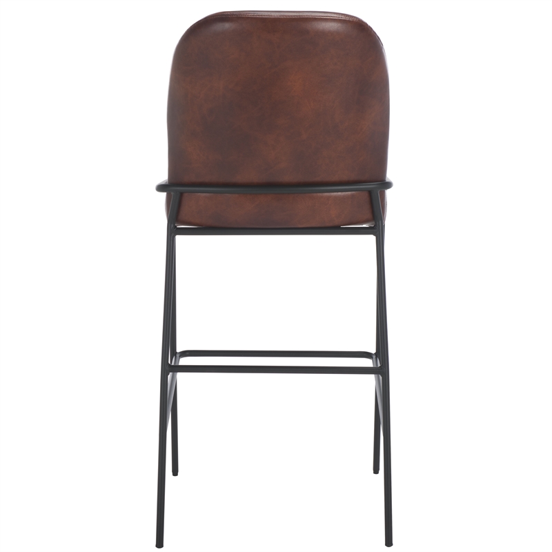 Safavieh Ivey Wood and Iron Bar Stool in Brown / Black