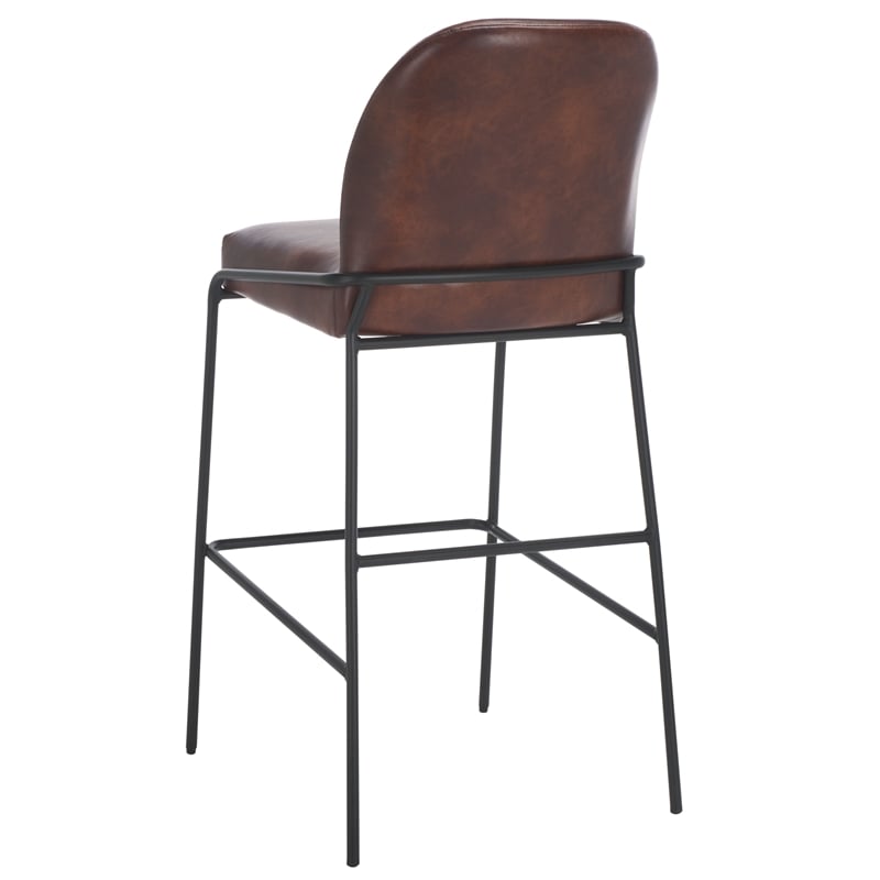 Safavieh Ivey Wood and Iron Bar Stool in Brown / Black