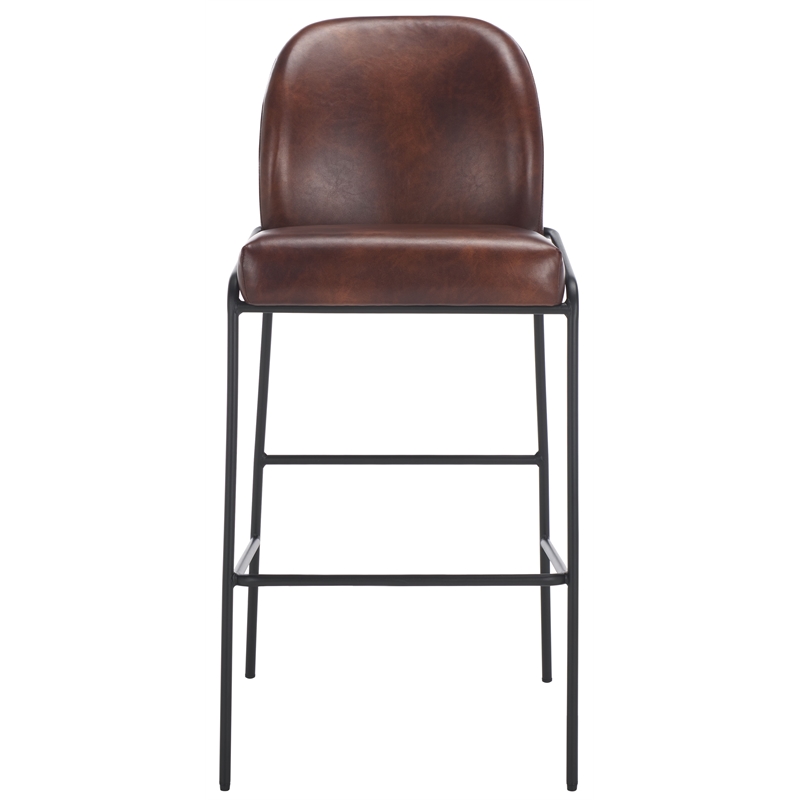 Safavieh Ivey Wood and Iron Bar Stool in Brown / Black