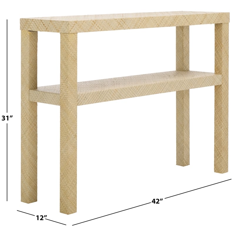 Safavieh Apis Raffia Wood 2 Shelf Console Table in Natural