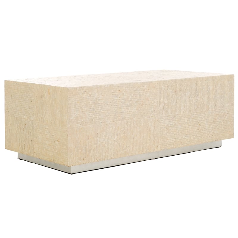 Safavieh Scarlett Rectangular Prism Solid Wood Coffee Table in Natural / Silver
