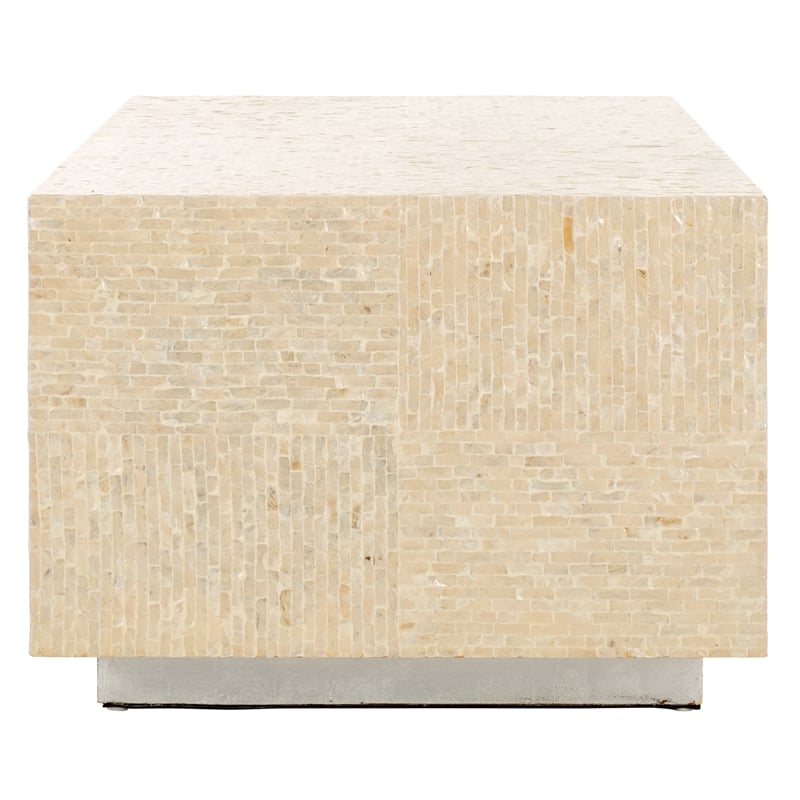 Safavieh Scarlett Rectangular Prism Solid Wood Coffee Table in Natural / Silver