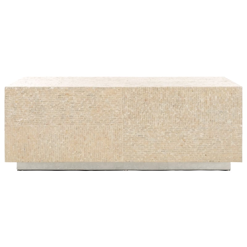 Safavieh Scarlett Rectangular Prism Solid Wood Coffee Table in Natural / Silver