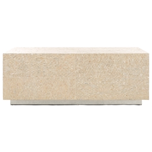 Safavieh Scarlett Rectangular Prism Solid Wood Coffee Table in Natural / Silver