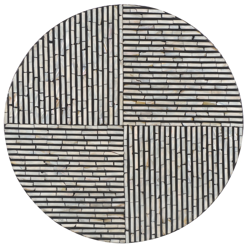 Safavieh Hamza Solid Wood Round Coffee Table in Black/Pearl