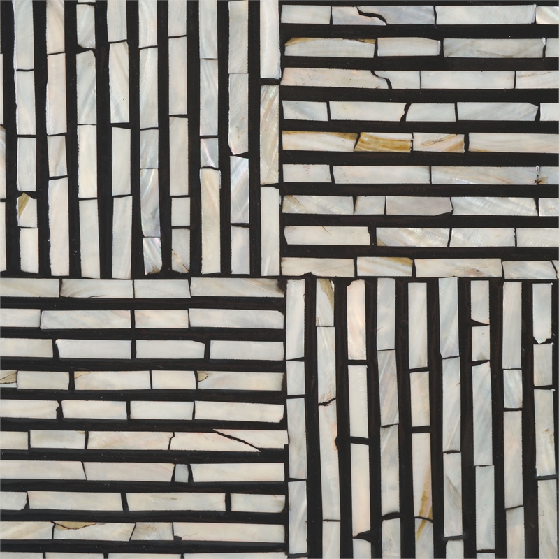 Safavieh Hamza Solid Wood Round Coffee Table in Black/Pearl