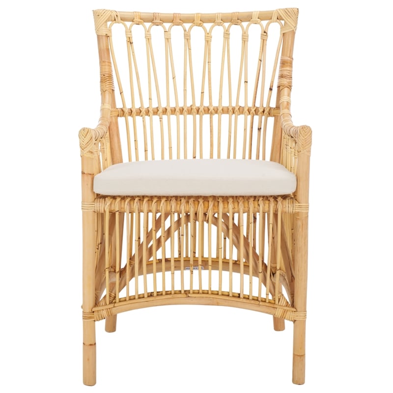 Safavieh Zorianna Rattan Dining Chair with Cushion in White / Natural