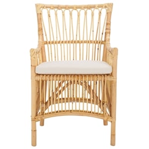 Safavieh Zorianna Rattan Dining Chair with Cushion in White / Natural