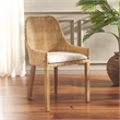 Safavieh Altha Wood and Rattan Dining Chair with Cushion in White / Natural