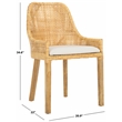 Safavieh Altha Wood and Rattan Dining Chair with Cushion in White / Natural