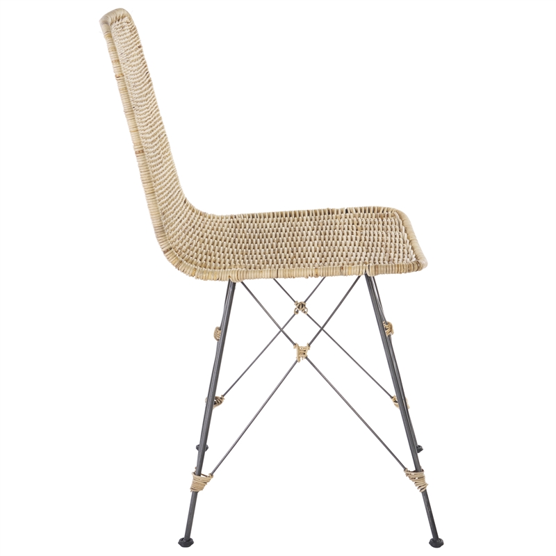 Safavieh Minerva Rattan Weaved Dining Chair in Natural / Black