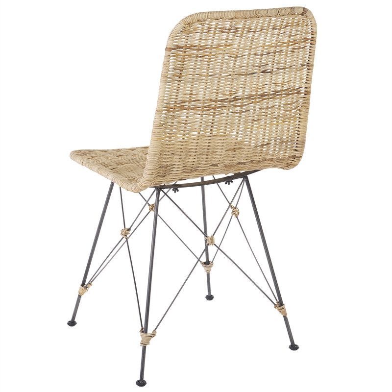 Safavieh Minerva Rattan Weaved Dining Chair in Natural / Black