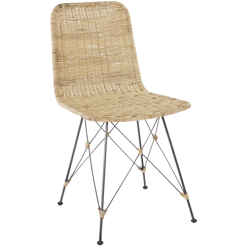 Safavieh Minerva Rattan Weaved Dining Chair in Natural / Black