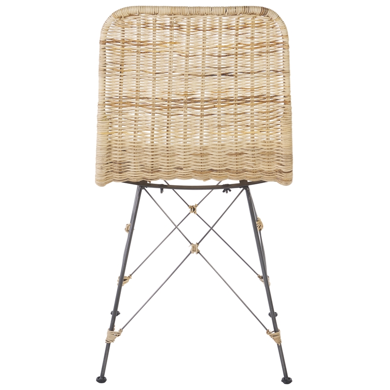 Safavieh Minerva Rattan Weaved Dining Chair in Natural / Black