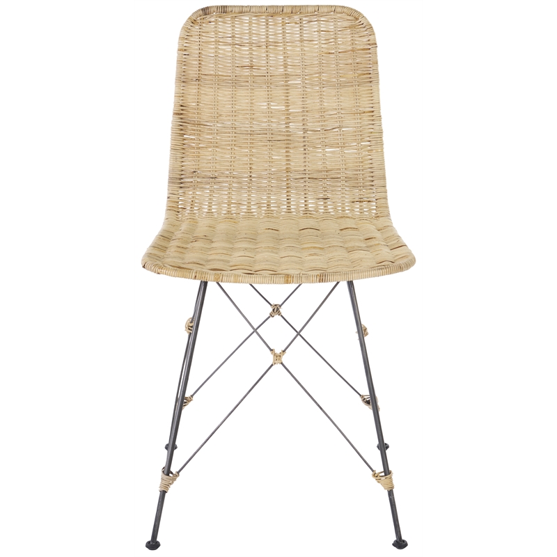Safavieh Minerva Rattan Weaved Dining Chair in Natural / Black