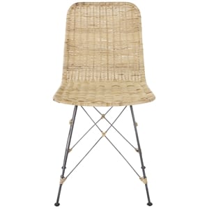 Safavieh Minerva Rattan Weaved Dining Chair in Natural / Black