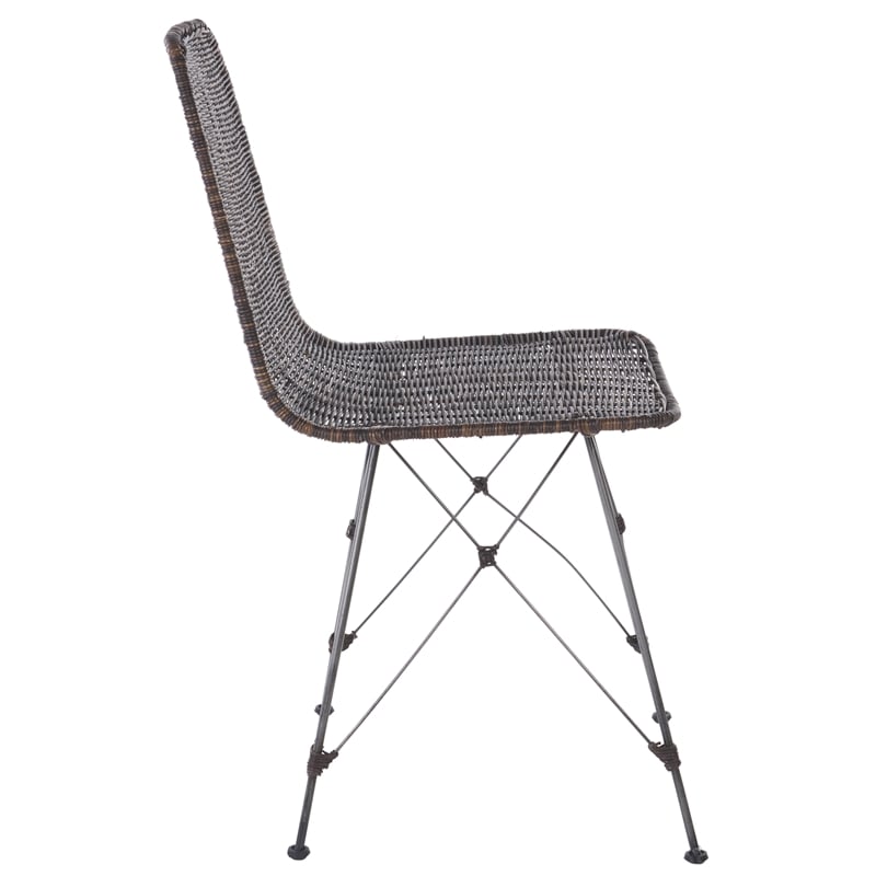 Safavieh Minerva Rattan Weaved Dining Chair in Brown / Black