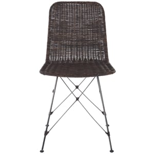 Safavieh Minerva Rattan Weaved Dining Chair in Brown / Black