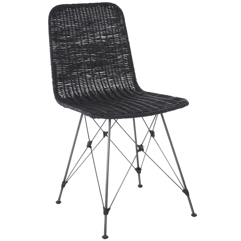 Safavieh Minerva Rattan Weaved Dining Chair in Black