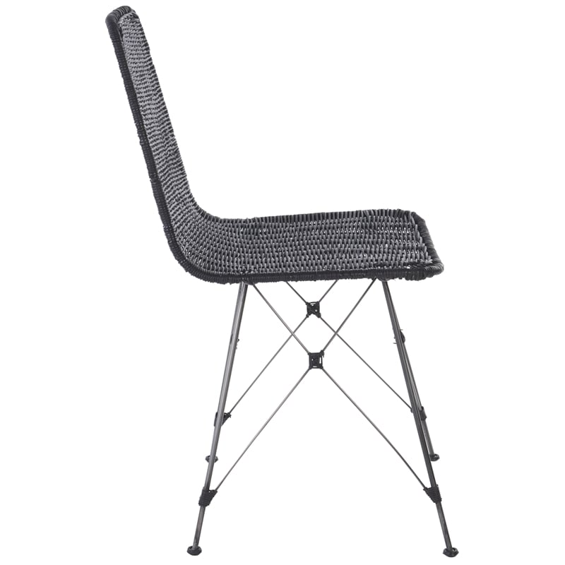 Safavieh Minerva Rattan Weaved Dining Chair in Black