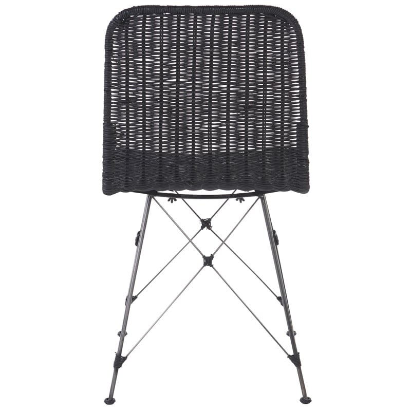 Safavieh Minerva Rattan Weaved Dining Chair in Black