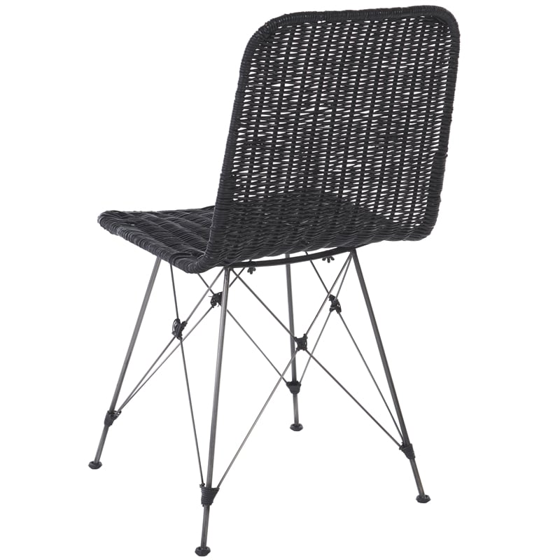 Safavieh Minerva Rattan Weaved Dining Chair in Black