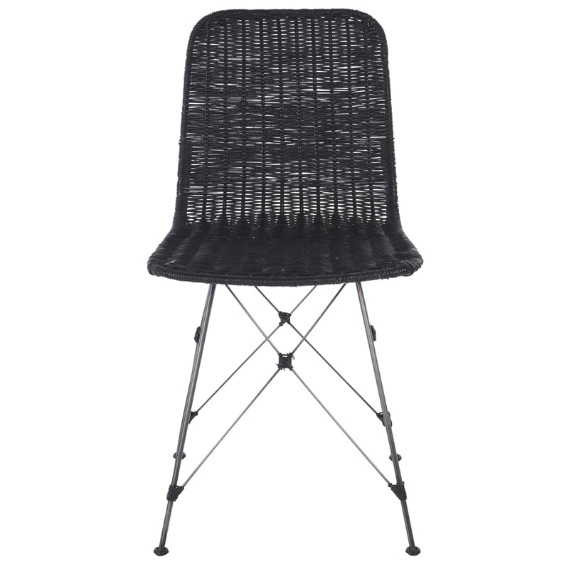Safavieh Minerva Rattan Weaved Dining Chair in Black