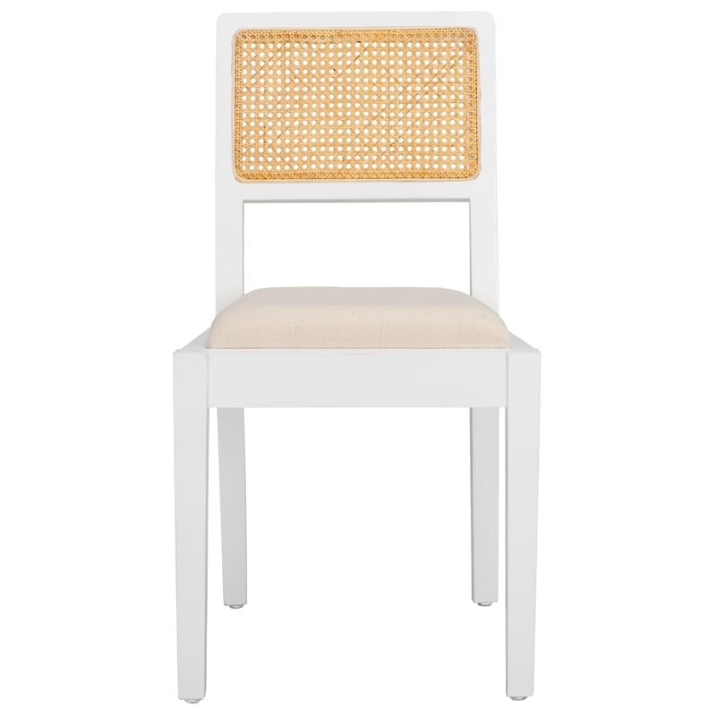 Safavieh Suzetta Pine Wood Dining Chair in White / Natural