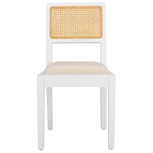 Safavieh Suzetta Pine Wood Dining Chair in White / Natural