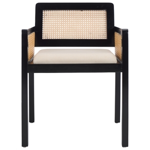 Safavieh Patrina Pine Wood Armed Dining Chair in Black /Natural / White
